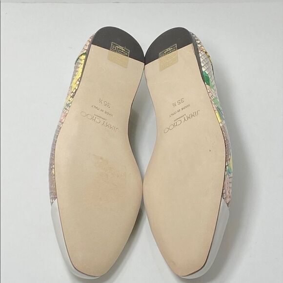 Jimmy Choo Cap-Toe Snakeskin-Embossed Leather Ballerina Flats size 35.5 - Picture 9 of 10